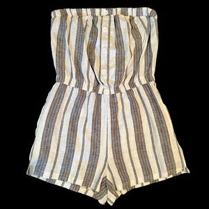 JforJustify Striped Strapless Romper with Pockets